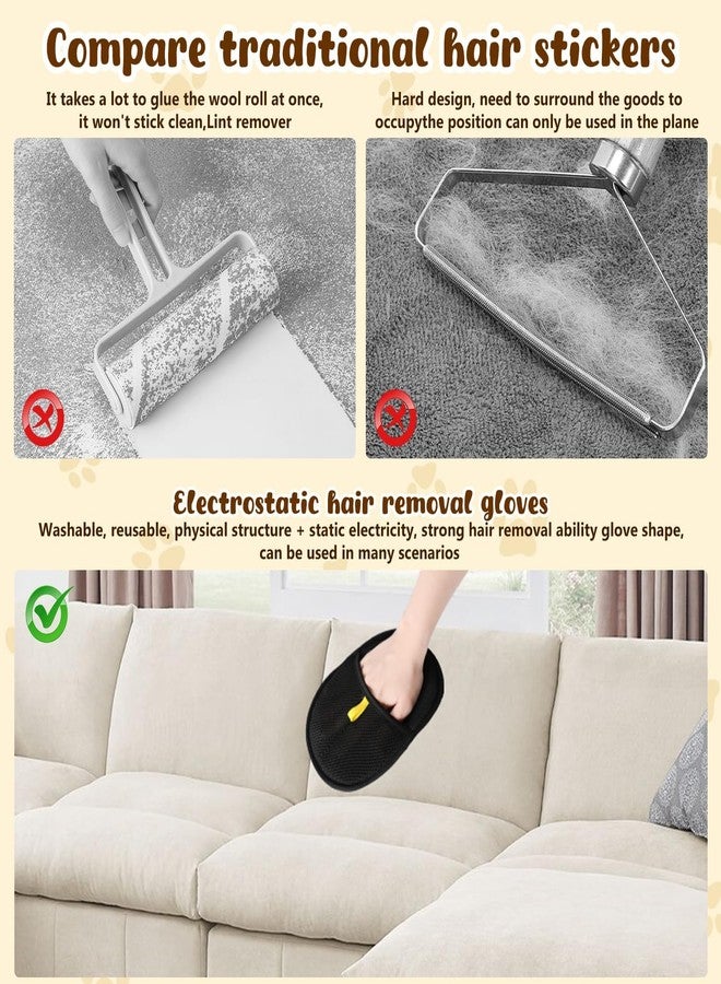 ABUDIT Pet Hair Remover Gloves - Electrostatic Cat & Dog Hair Removal Tool for Furniture, Couch, Carpet, Curtains - Reusable Pet Grooming Gloves for Animal Fur Cleaning - Upgraded Fur Remover - Image 5